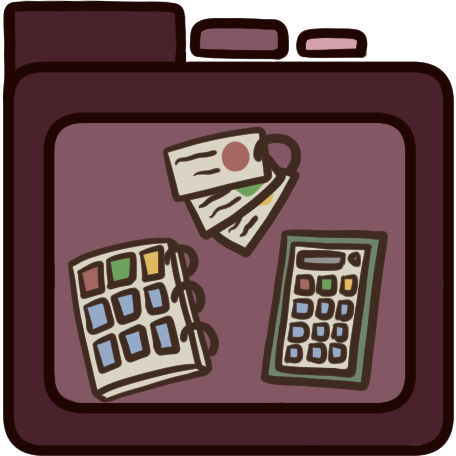 a red file folder with a set of communication cards, an aac folder, and an aac device on it.